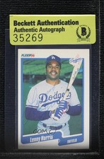 BAS 1990 Fleer Lenny Harris #397 Authentic Auto 3c7