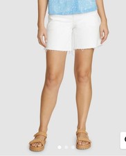 Eddie Bauer Women s Authentic Voyager Shorts White 7 Inseam NWT Size 12
