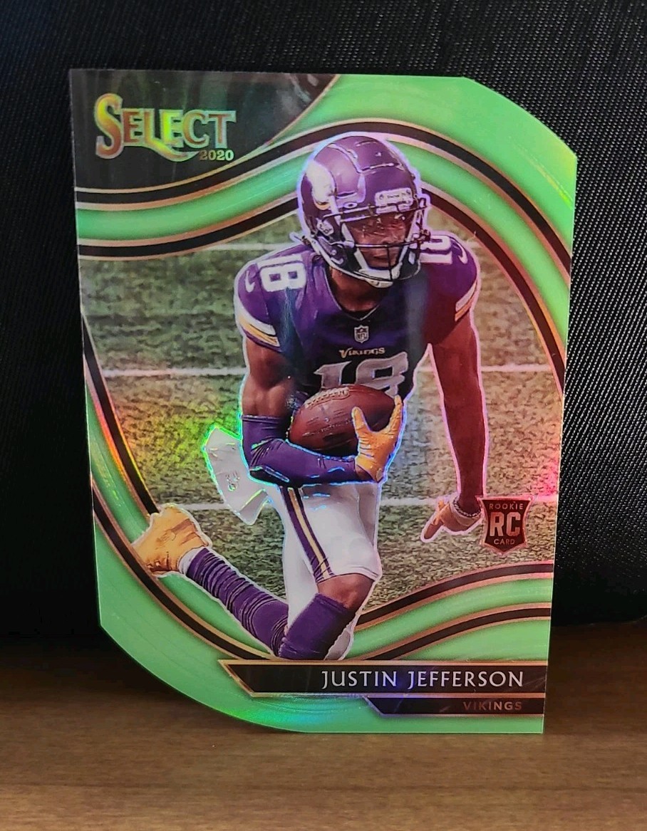 2020 Panini Select Field Level- Justin Jefferson #361 Neon Green Prizm Die-Cut