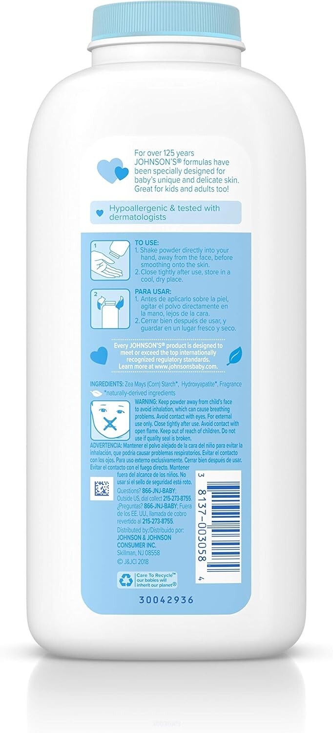 Johnson's Baby Powder, Naturally Derived with Aloe & Vitamin E, 15 oz