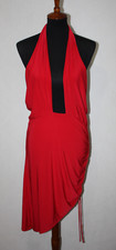 21 Saints Sz XL Bright Red Sleeveless Halter Mini Dress Asymmetrical Gather Hem
