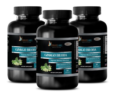 Reduces Stress And Tension - GINKGO BILOBA EXTRACT 120mg - Ginko Tree - 3 Bot