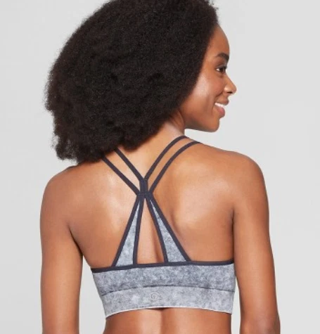 Women's Seamless Sports Bra - C9 Champion -Black Acid Wash-XSmall