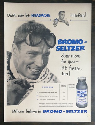 Vintage 1952 Bromo-Seltzer Full Page Original Ad 622