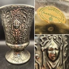 Nelson McCoy Antiqua Line Silver Goddess Roman Face Planter Urn Vase 8"