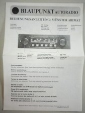 Operating Instructions / User Manual Blaupunkt Car Radio M�nster Arimat 1978
