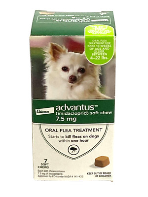 Advantus Dog Chewable Flea Tablets for Dogs, 7.5mg,  4 - 22 lbs, 7 Ct, FEB 2027