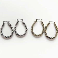 New Premier Designs Boho Oval Hoop Earrings Retro Women Vacation Jewelry 2Colors