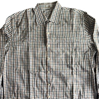 Peter Millar Multicheck Long Sleeve Button Up Dress Shirt Men's Large Cotton