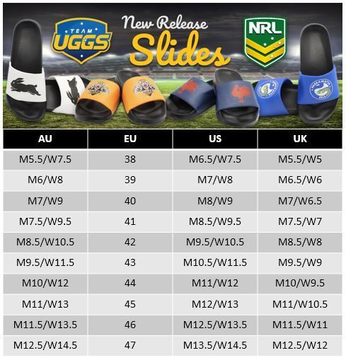 TEAM UGGS NRL Slides, Various Sizes, Brisbane Broncos Australia