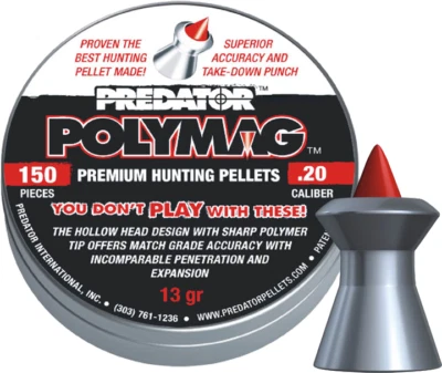 JSB PREDATOR POLYMAG 150 Count POINTED 5mm .20 Caliber Premium Airgun Pellets