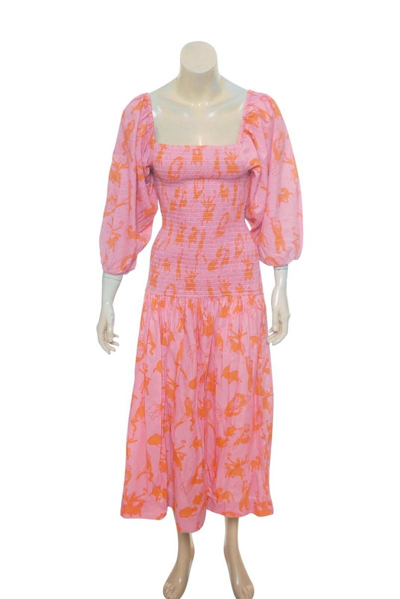 rhode resort harper dress Rhode Resort Harper Dress S 6 Women's Casual Smocked Printed Short NEW  23999