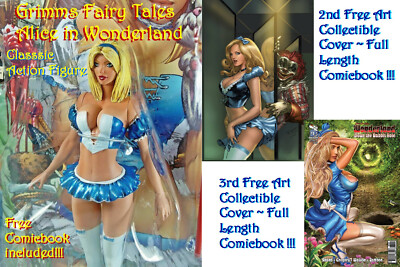 Grimm Fairy Tales Alice in Wonderland Alice 6'' Figure & 2 COLLECTIBLE ART COMICS