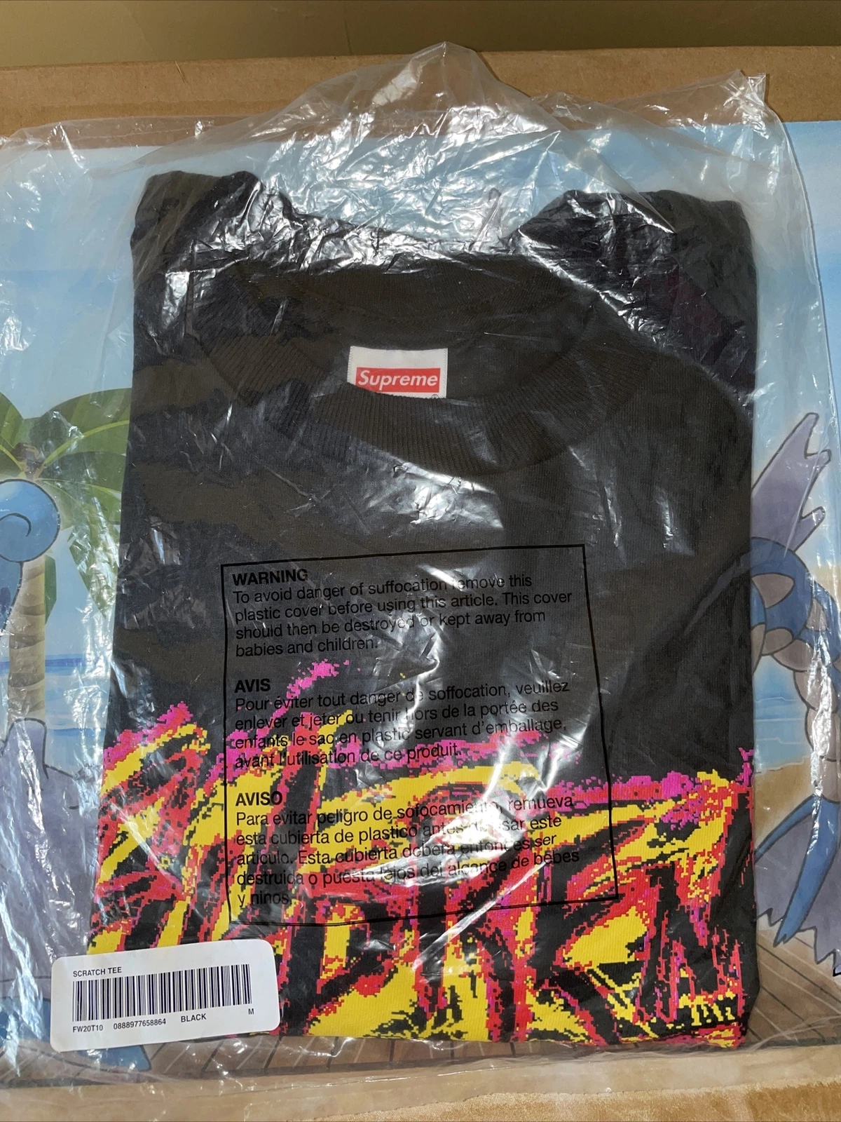 Tee shirt Supreme Scratch FW20T10 noir grand flambant neuf