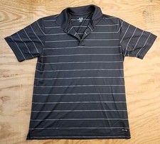Champion Golf Gray Striped Polo Shirt Mens Medium Lightweight Polyester