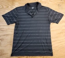 Champion Golf Gray Striped Polo Shirt Mens Medium  Lightweight Polyester