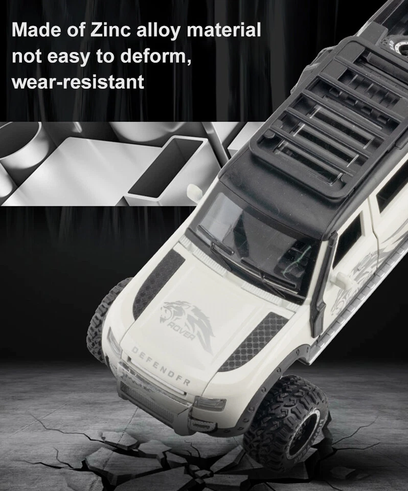 Luz de sonido colección de juguetes modelo camioneta Land Rover Defender 6X6 1:24 Foto 3 de 4