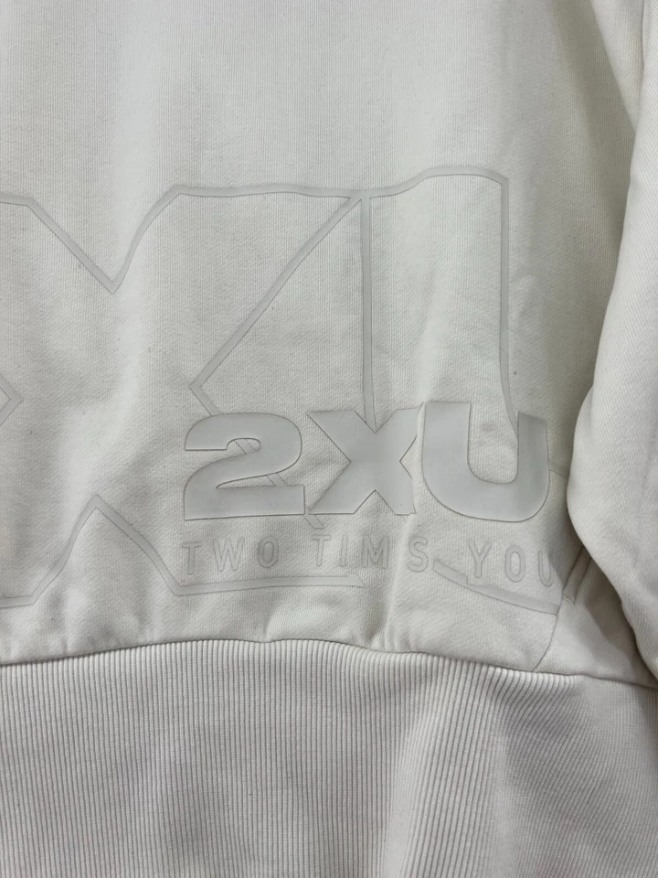 2XU Sudadera Mujer Mediana Blanca Recortada Pulgares Pullover Crew Foto 2 de 4