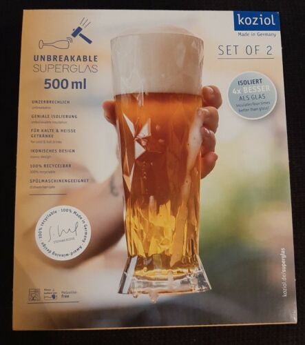 Koziol Superglass Set da 2 Club n. 11, Bicchiere da birra, Plastica, Crystal Clear 500 ml - Foto 1 di 5