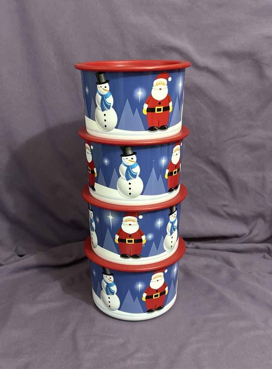 Tupperware Christmas Holiday One Touch A Canisters Container Santa