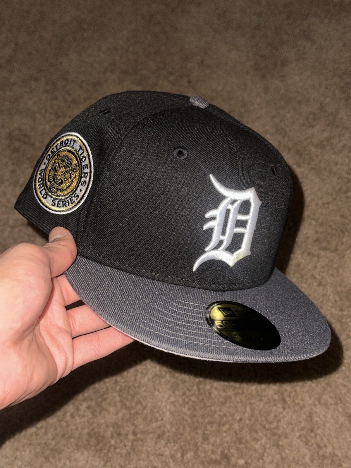 HAT CLUB Detroit Tigers World Series Patch Fitted Hat Size 7 1/8