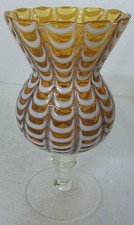 Kelch Vase, honigfarben weiß gemustert, unsigniert, ca.H 22cm, Dm 11cm, 700 gr