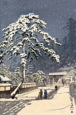 Ikegami Honmon-Ji : 1931 : Woodblock : Hasui Kawase : Archival Canvas Art