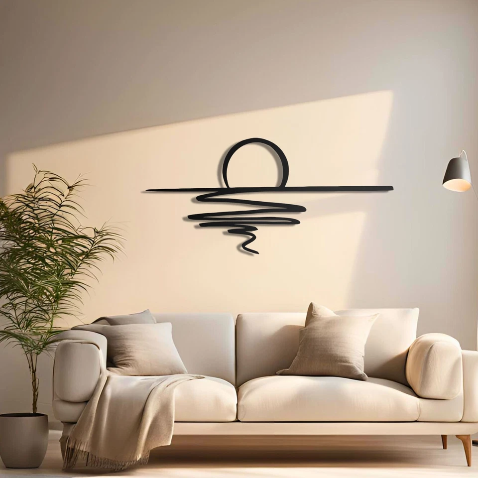 Arte de pared de metal amanecer, decoración del hogar, decoración de pared de sol, colgante de pared, arte de pared grande Foto 3 de 4
