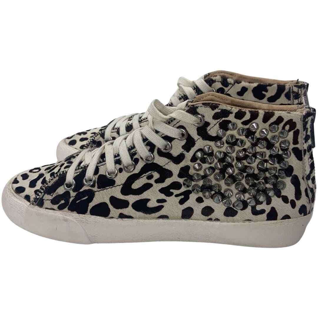 Zara Woman White/Black high top sneakers leopard studded