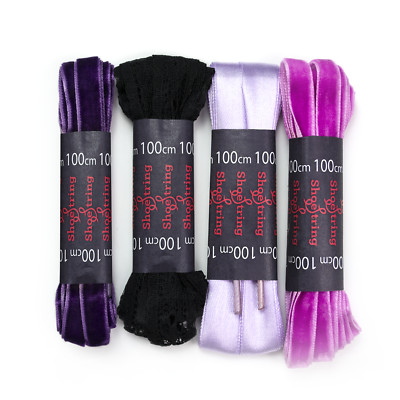Shoe String Laces Funky Velvet Flat Shoelaces versch. Designs Längen UK 1 Paar