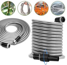 Flexible Metal Garden Water Hose 50/75/100FT 304 Stainless Steel Patio Home Pipe