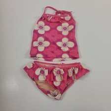 Tea Collection Girls Bikini Size 4 pink floral 2 piece ruffle