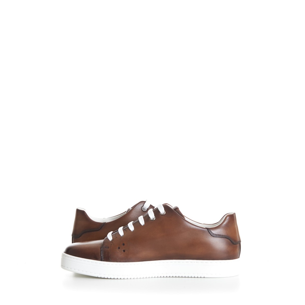 BERLUTI 1595$ Brown Playtime Patina Scritto Leather Low Top