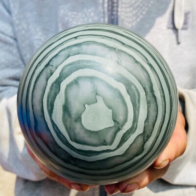 2465g Magical Zebra-stripe Natural Zebra Stone Jasper Green Crystal Sphere Reiki