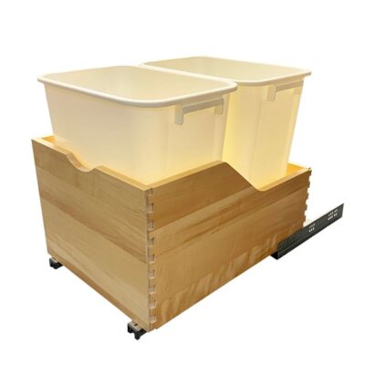 CabinetRTA Bottom Mount Soft Close Sliding Pull-Out Trash Can Wooden Drawer