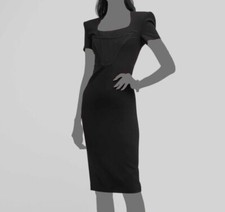 $4325 Versace Women's Black Corset Two-Way Zipper Padded Shoulder Dress Size 40