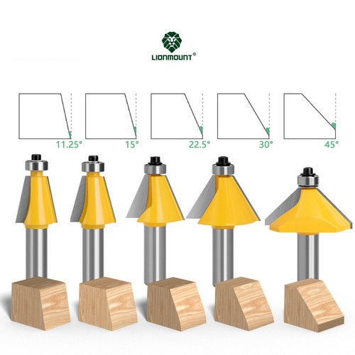 1/2 12mm Shank 11.25° 15° 22.5° 30° 45° Chamfer & Bevel Edging Router ...