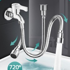 12cm 720  Rotation 1/2'' Metal Faucet Extender Bending Free Tube Splashproof