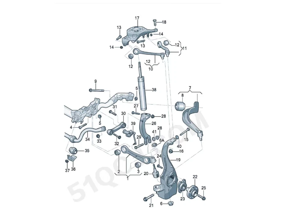 10*Front Control Arm Upper and Lower Suspension Kit for Audi A4 A5 2017- Foto 2 de 4