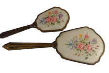 Mirror and Brush Vanity Set Handmade Solid Brass 31cm Pair Antique Original