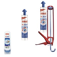 Unibond Re-New Silicone Sealant Anti Mould Kitchen Bathroom Bath Shower Sink Gun