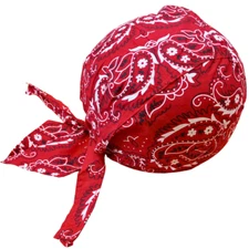 Red Durag Skull Cap Head Wrap Biker Motorcycle Du Do Dew Paisley Bandana Doo Rag