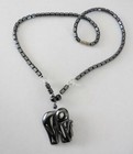 VINTAGE BLACK HEMATITE NECKLACE CHOKER BEAUTIFUL ELEPHANT FIGURINE DESIGN — photo 4