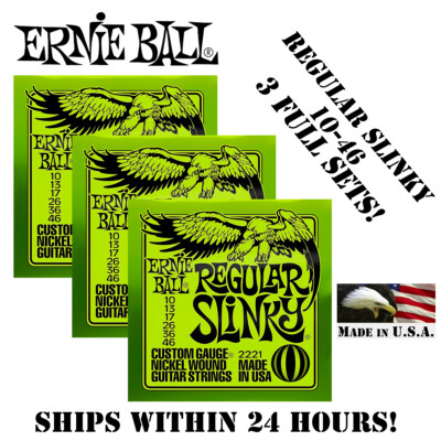 #ad #ad ** 3 SETS ERNIE BALL REGULAR SLINKY 10 46 ELECTRIC GUITAR STRINGS 2221 ** $17.98