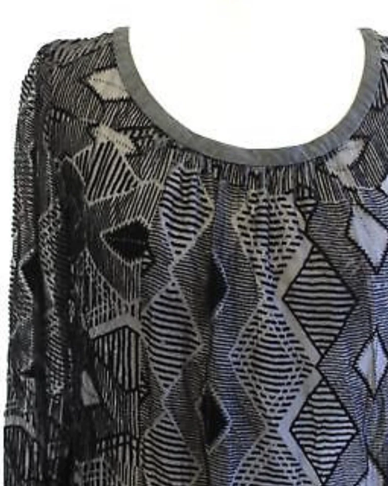 Blusa Top Club Monaco Negra Terciopelo Burnout Transparente Geométrico Talla M Terciopelo Seda Foto 2 de 3