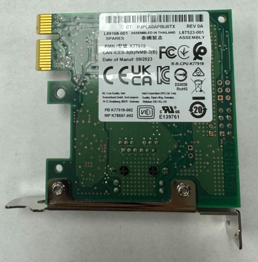 New HP Intel Network Ethernet Adapter NIC Card I225-T1 2.5GB - Short Bracket SFF - Image 2 of 3