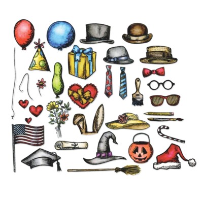 Sizzix Framelits Stanzer Set 33tlg. - Crazy Things by Tim Holtz