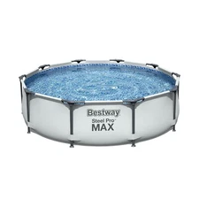 Bestway 10 Feet x 30 Inches Steel Pro Frame Round Above Ground Swimming Pool Set