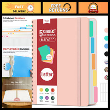 5 Subject Spiral Notebook with Removable Dividers - Ideal for Work School