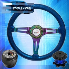Blue Quick Release For 00-06 S2000 + Metallic Blue Neo Chrome Steering Wheel